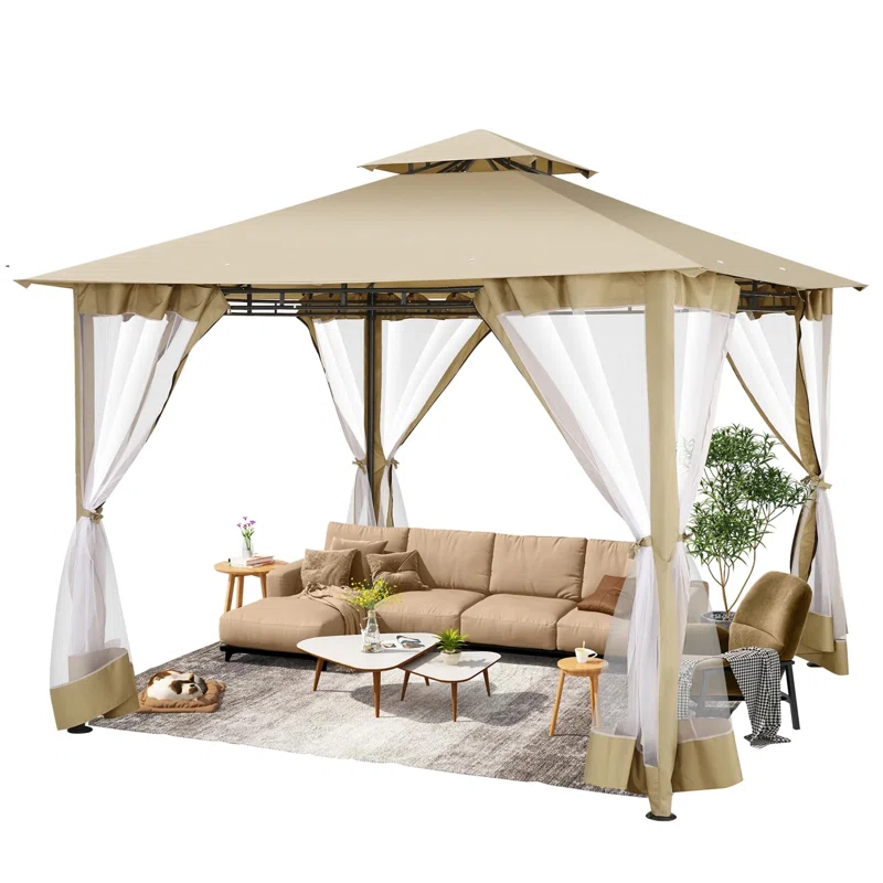 10'x10' Outdoor Gazebo Canopy, Canopy Tent with Mosquito Netting
